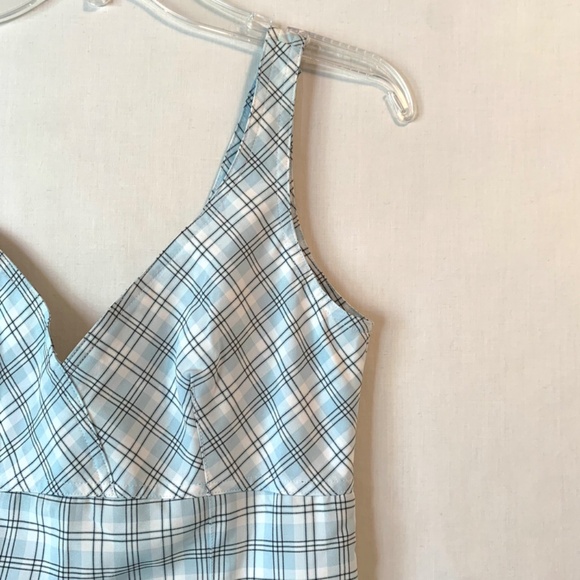 Oasis Blue Plaid Sleeveless Lined Dress Size XS - Picture 3 of 7